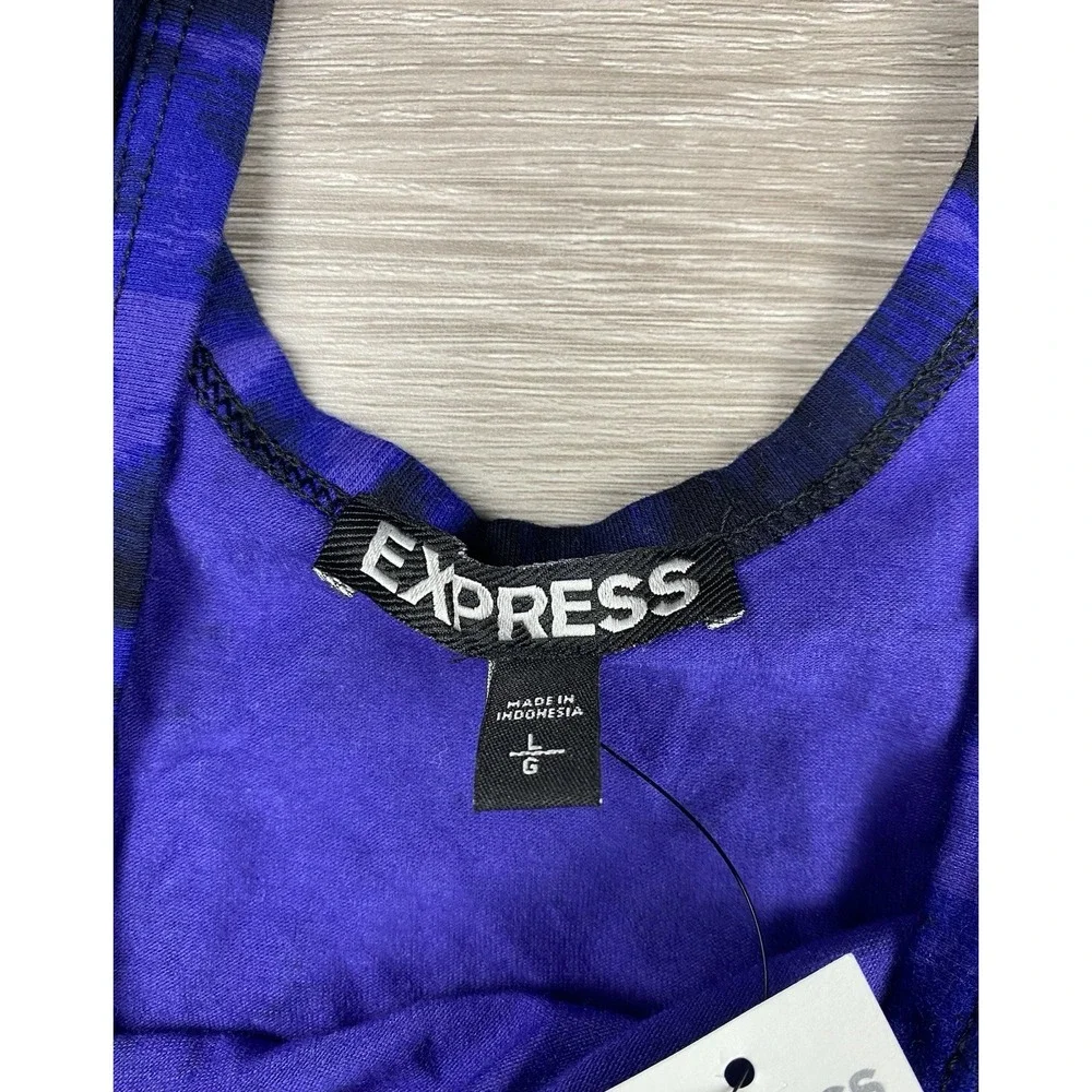 Express Women's Sleeveless Leopard Print‎ Mini Dress Tank Blue Black Large New